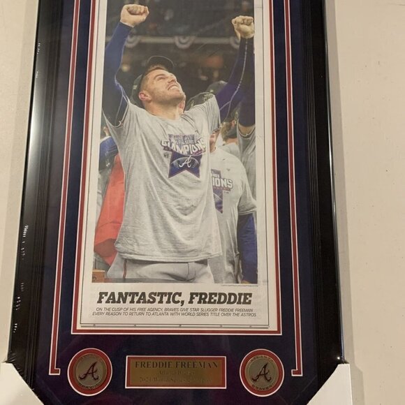 Braves 2021 World Series champions Atlanta Journal Constitution Newspaper Framed - Picture 1 of 3